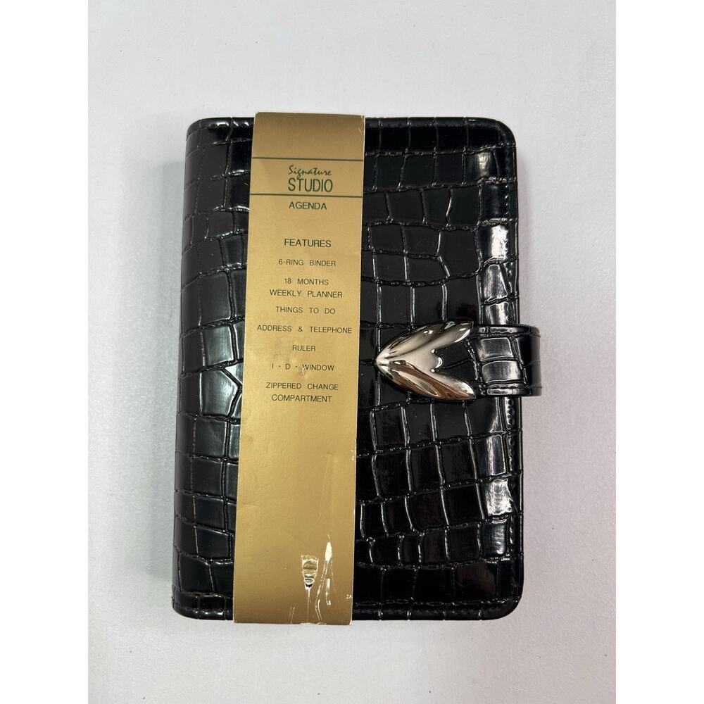 VTG Signature Studio Agenda Faux Leather Alligator Embossed Black Planner 1997